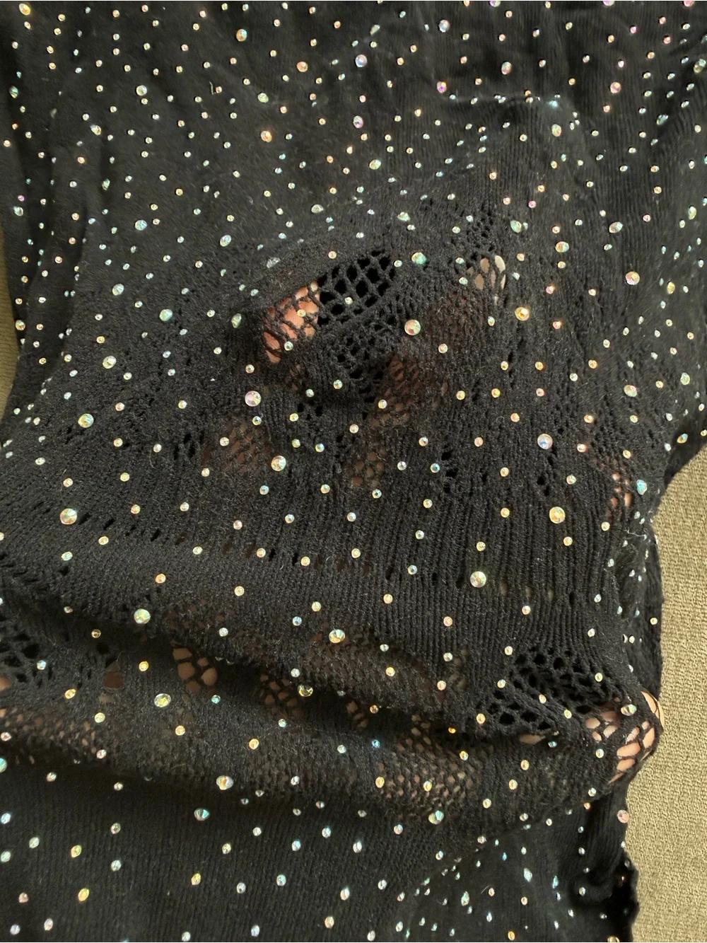 ZARA limitless contour collection Sheer Lace Top with Rhinestones
